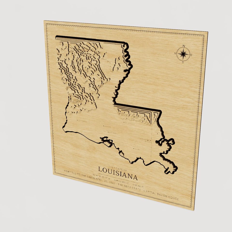 Louisiana carved relief map, hero view