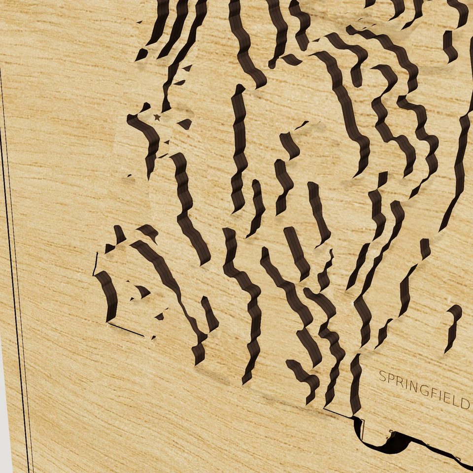 Massachusetts carved relief map, detail view