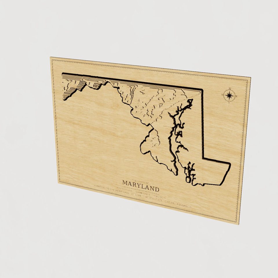 Maryland carved relief map, hero view