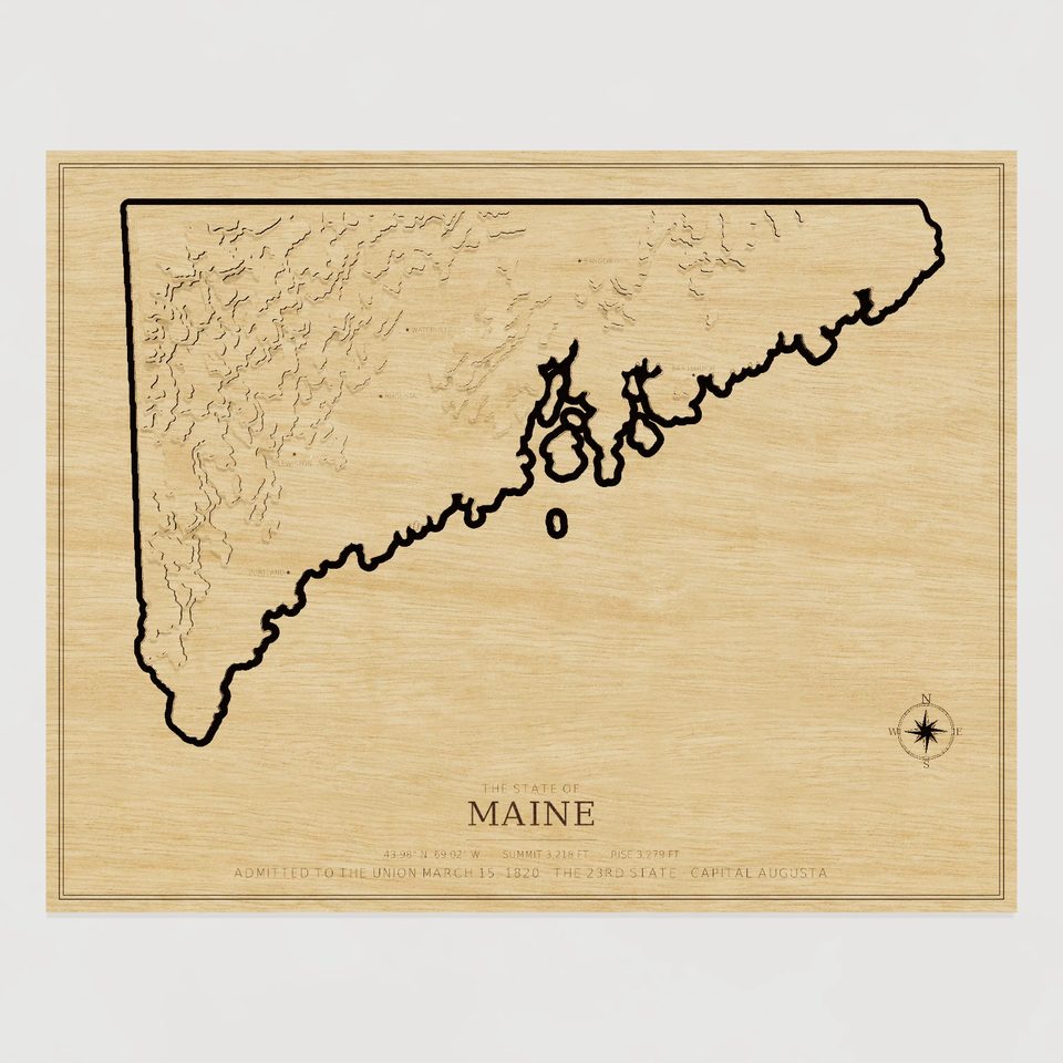 Maine carved relief map, front view