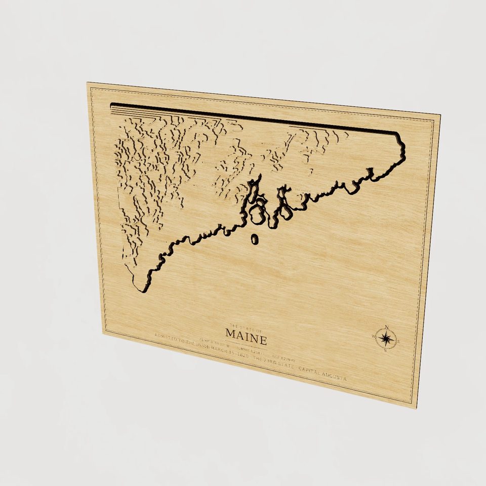 Maine carved relief map, hero view