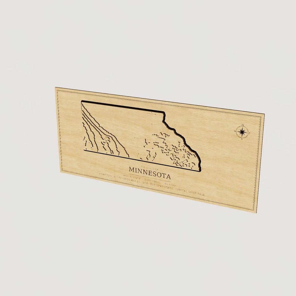 Minnesota carved relief map, hero view