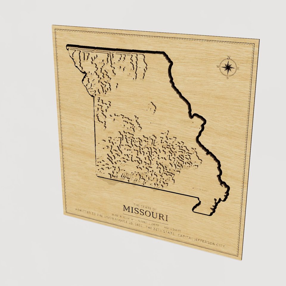 Missouri carved relief map, hero view