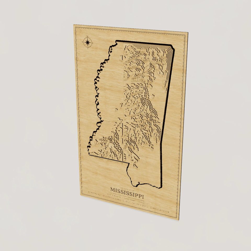 Mississippi carved relief map, hero view