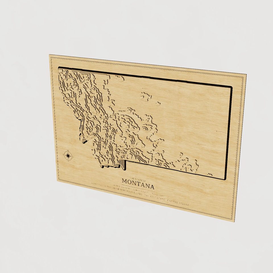 Montana carved relief map, hero view