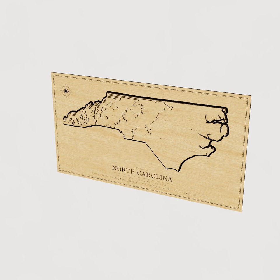 North Carolina carved relief map, hero view