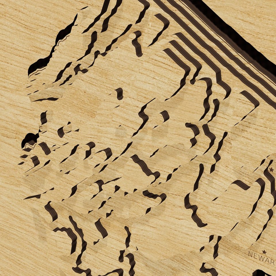 New Jersey carved relief map, detail view