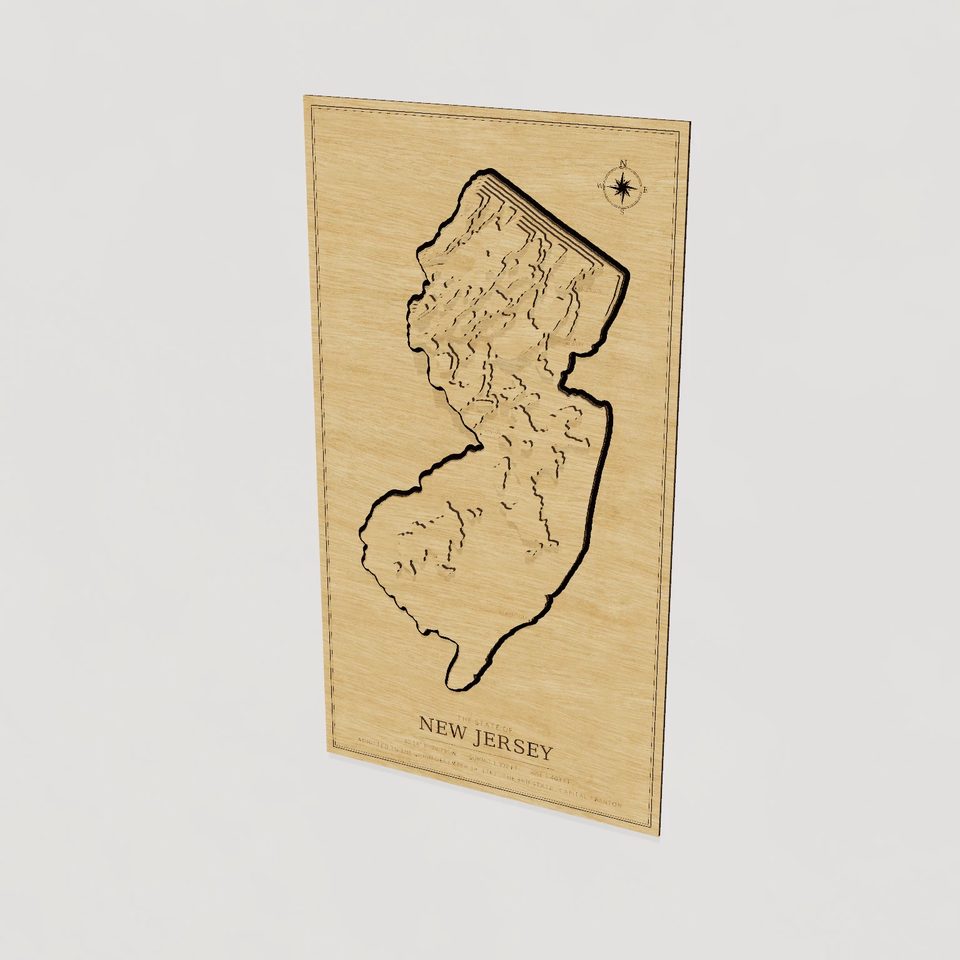 New Jersey carved relief map, hero view