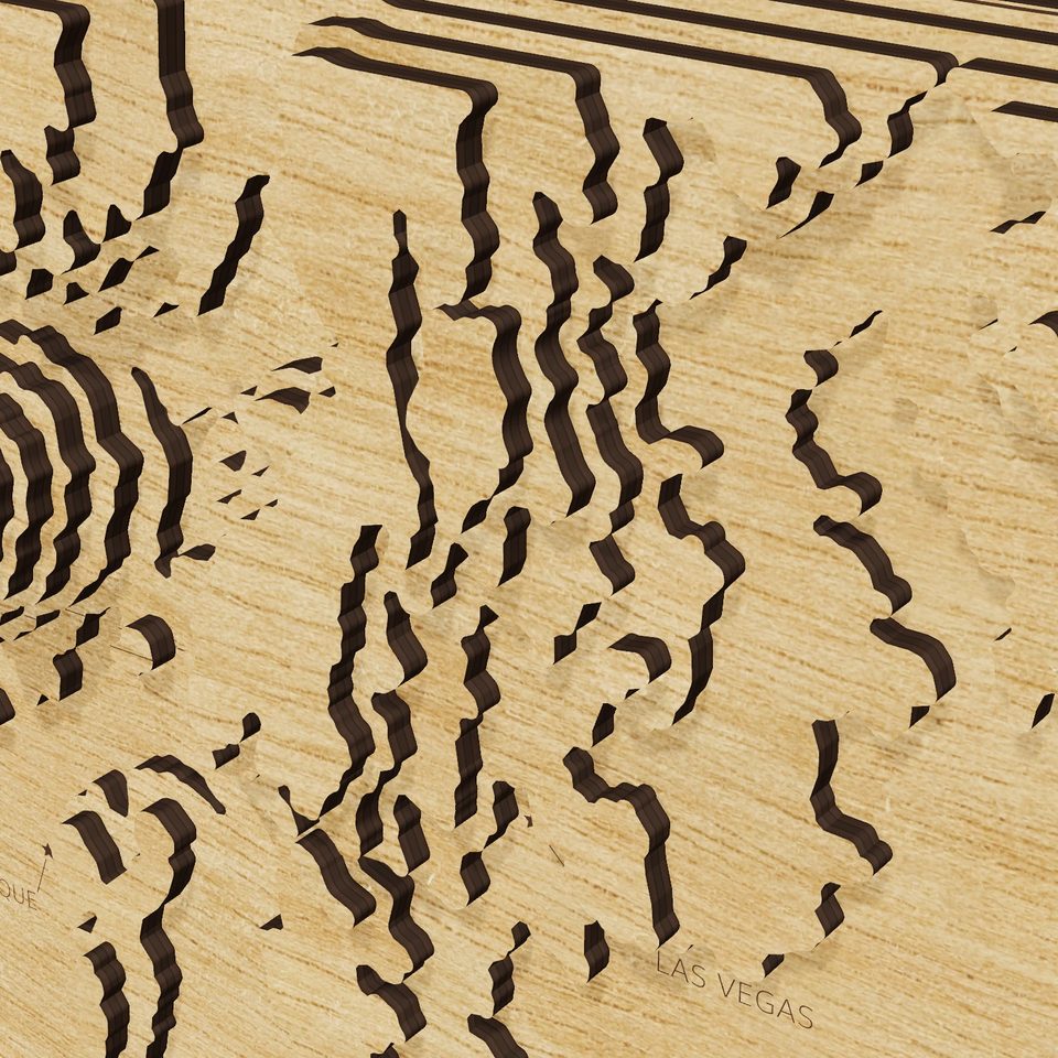 New Mexico carved relief map, detail view