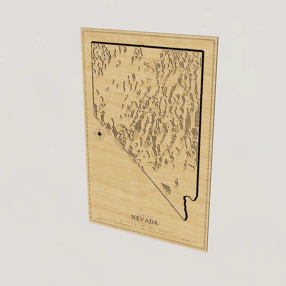 Nevada carved relief map, hero view