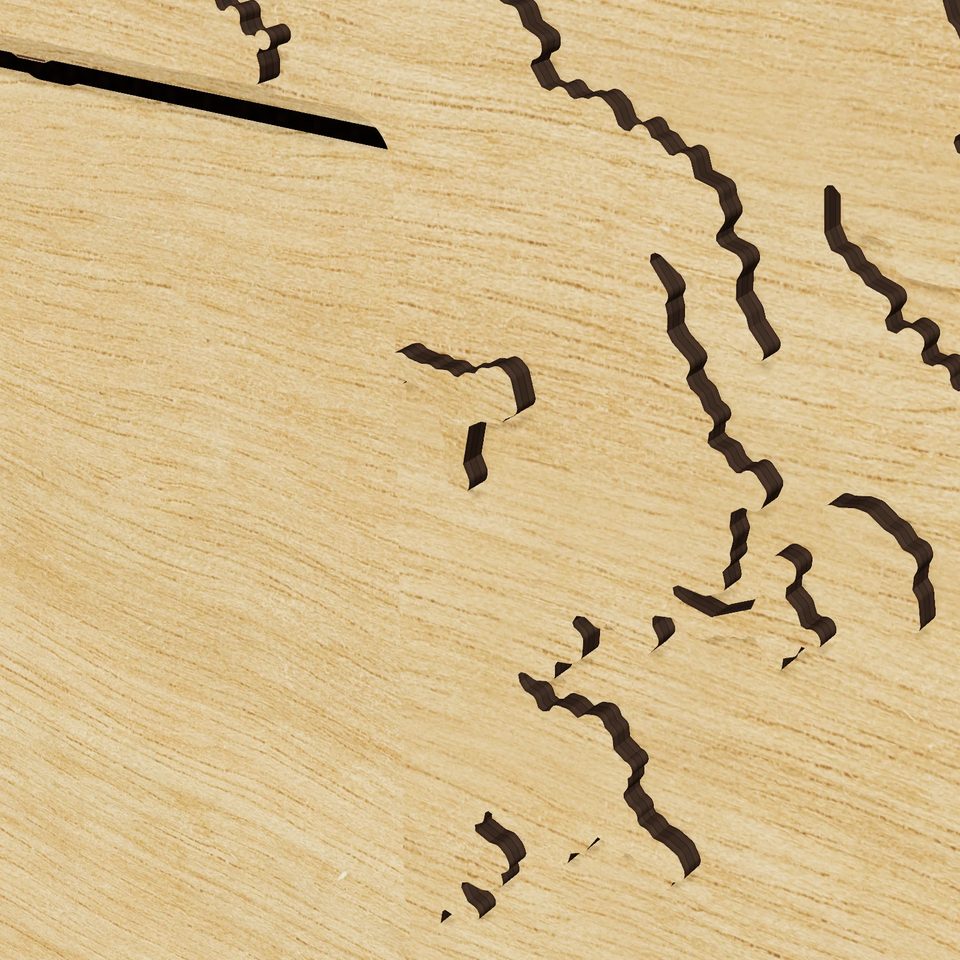 Oklahoma carved relief map, detail view