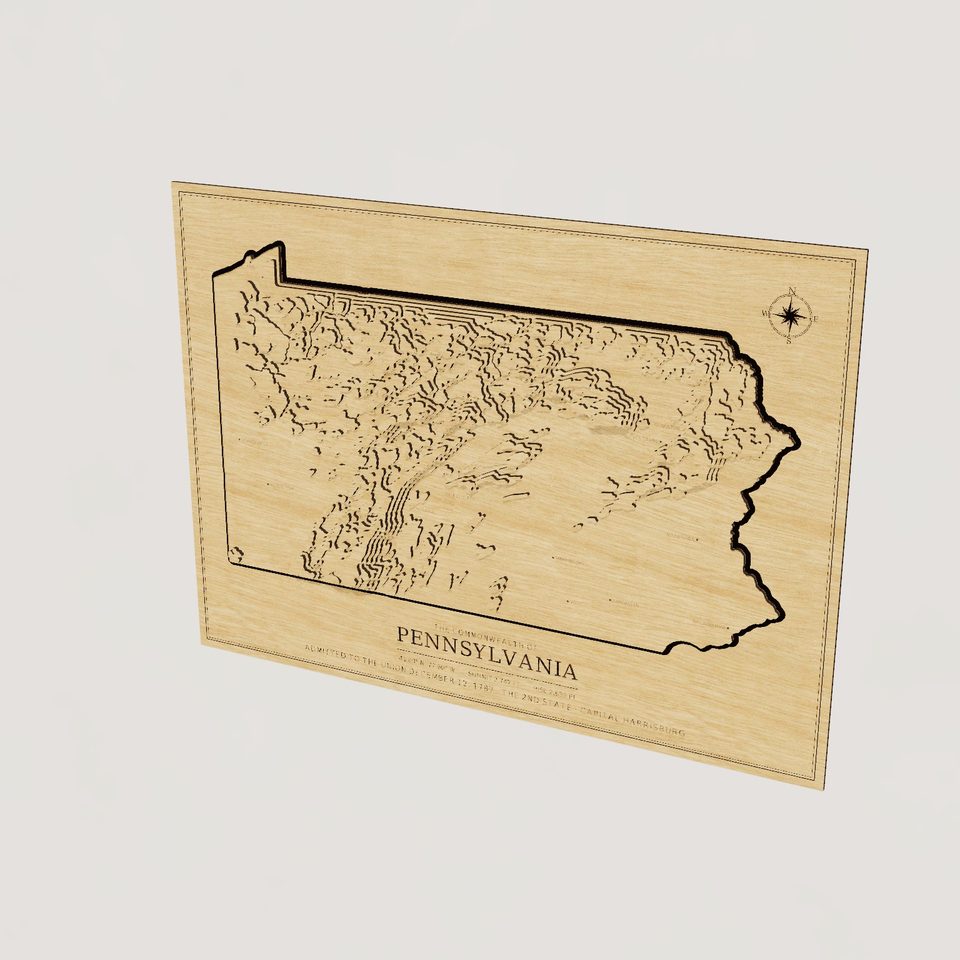 Pennsylvania carved relief map, hero view