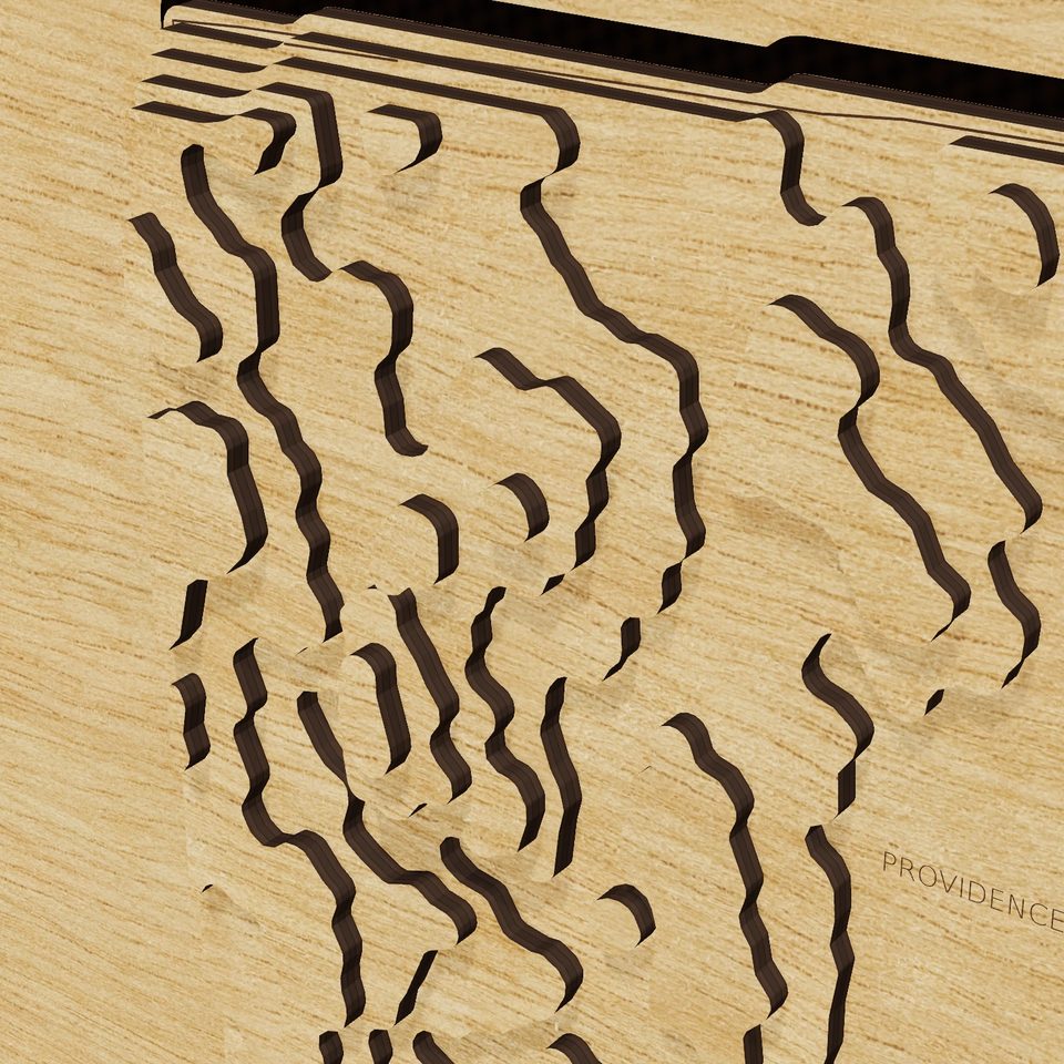 Rhode Island carved relief map, detail view