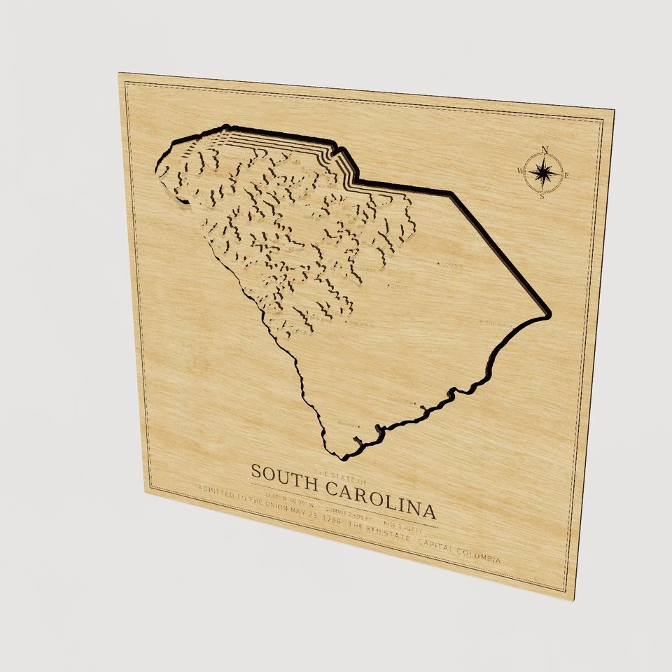 South Carolina carved relief map, hero view