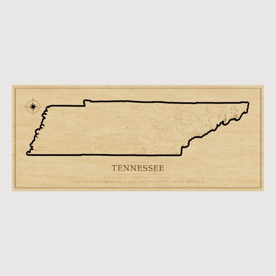 Tennessee carved relief map, front view