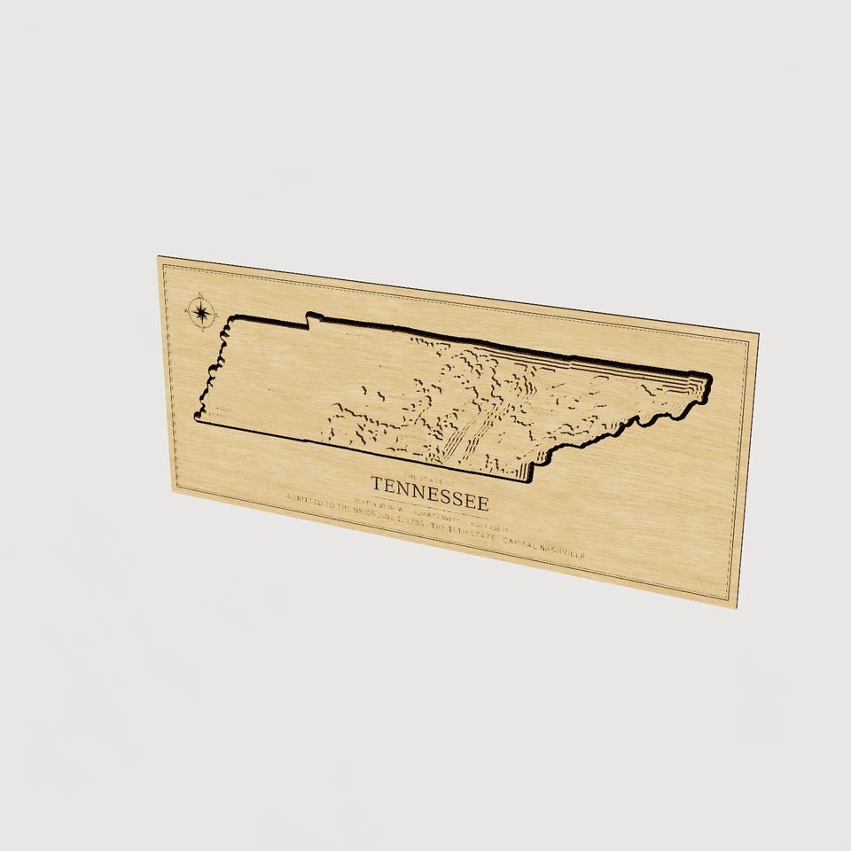 Tennessee carved relief map, hero view