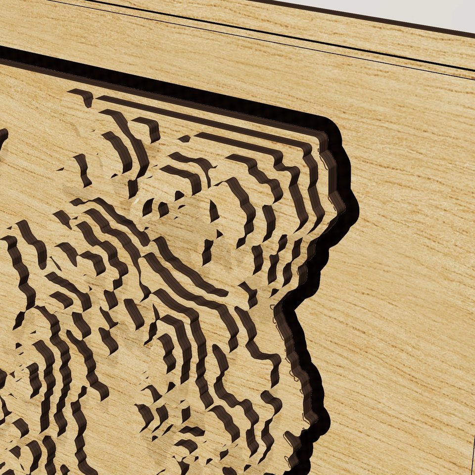 Vermont carved relief map, detail view