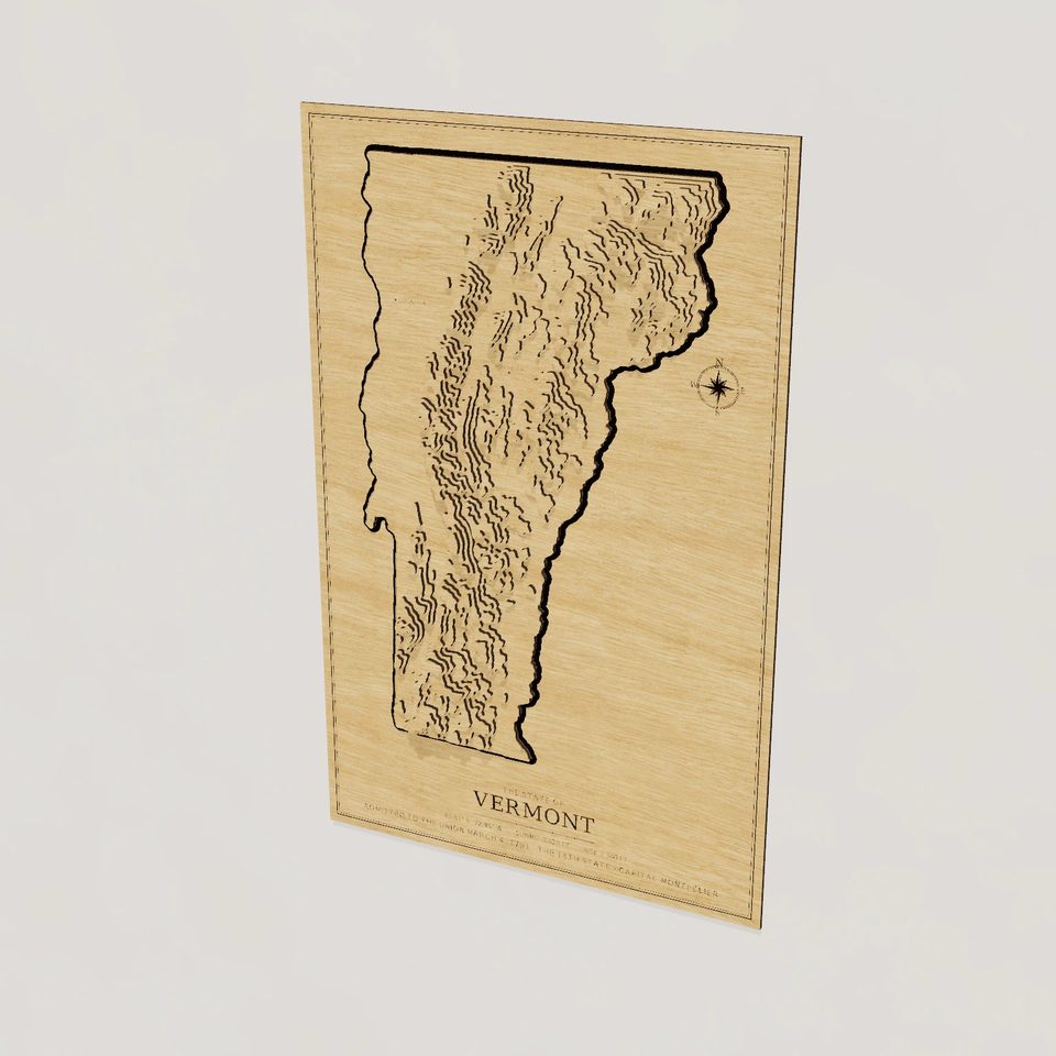Vermont carved relief map, hero view