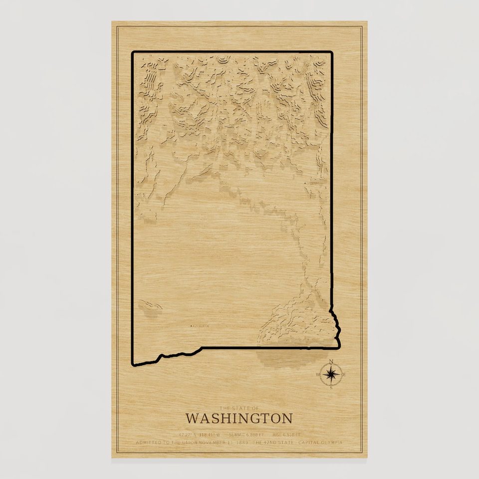 Washington carved relief map, front view