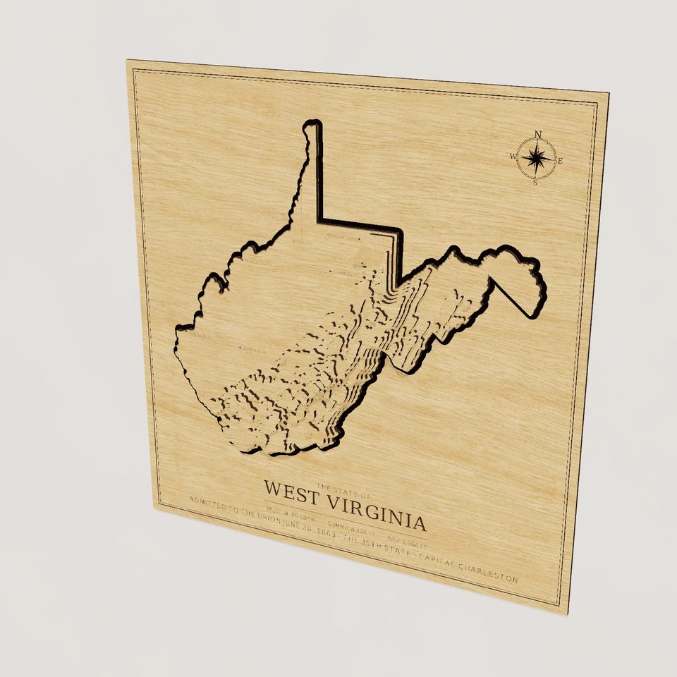 West Virginia carved relief map, hero view