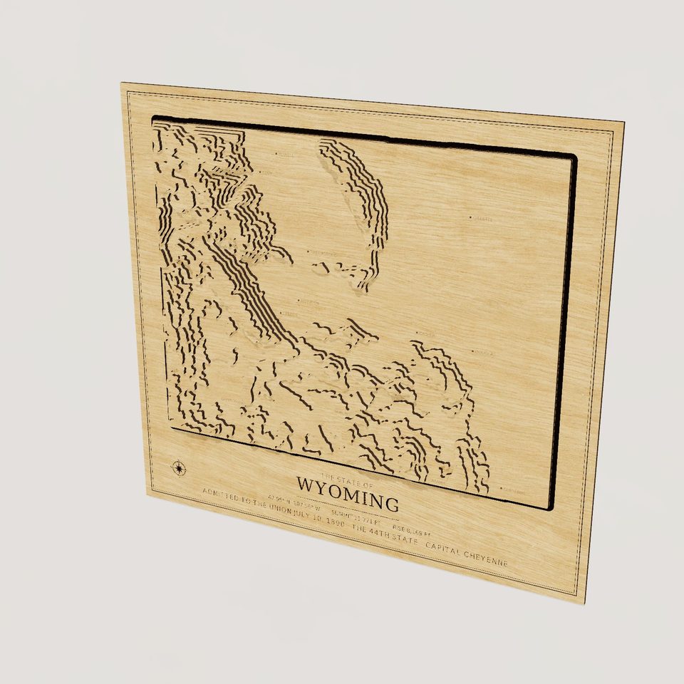 Wyoming carved relief map, hero view