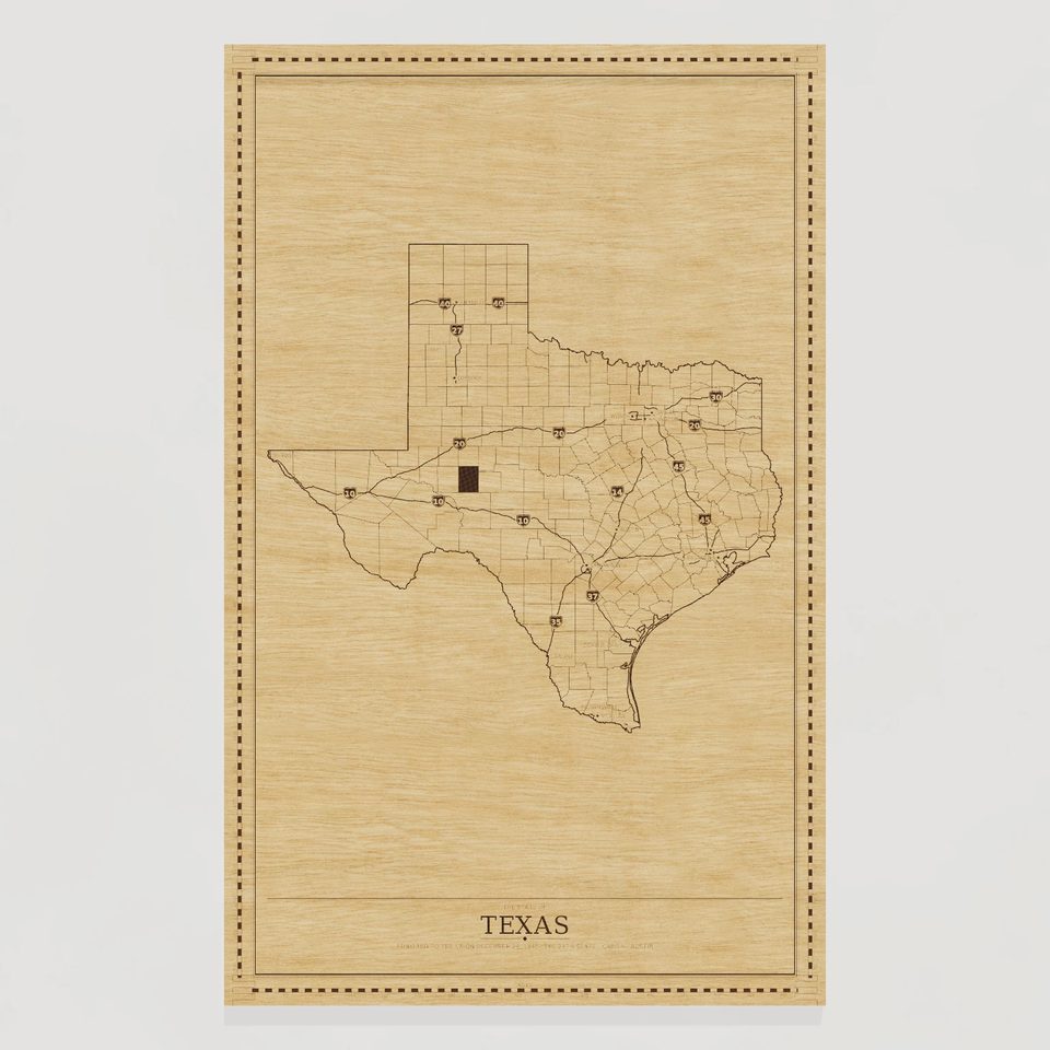 Texas map, front view
