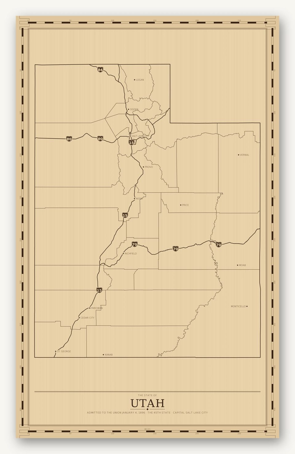 Utah map, card view