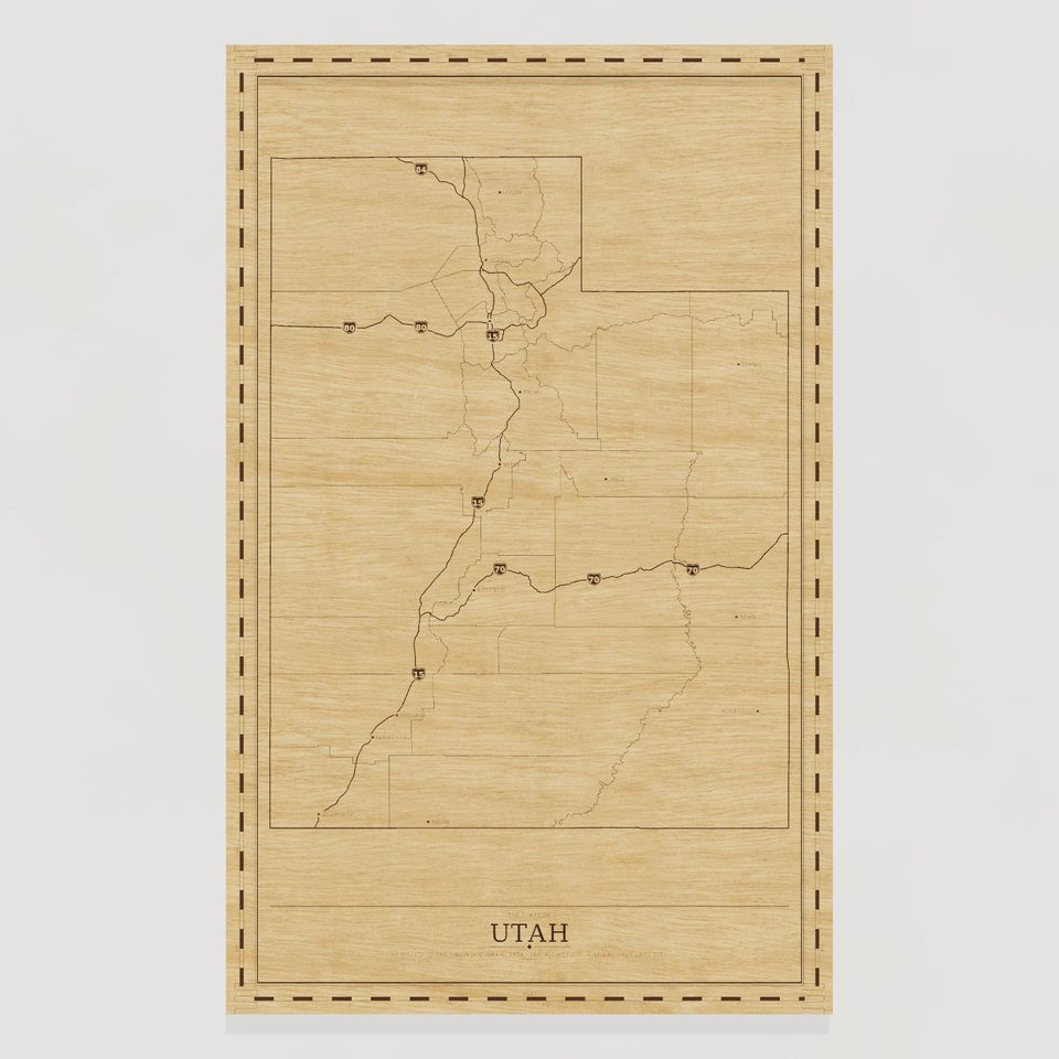Utah map, front view