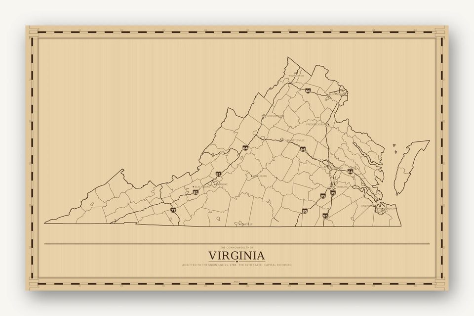Virginia map, card view
