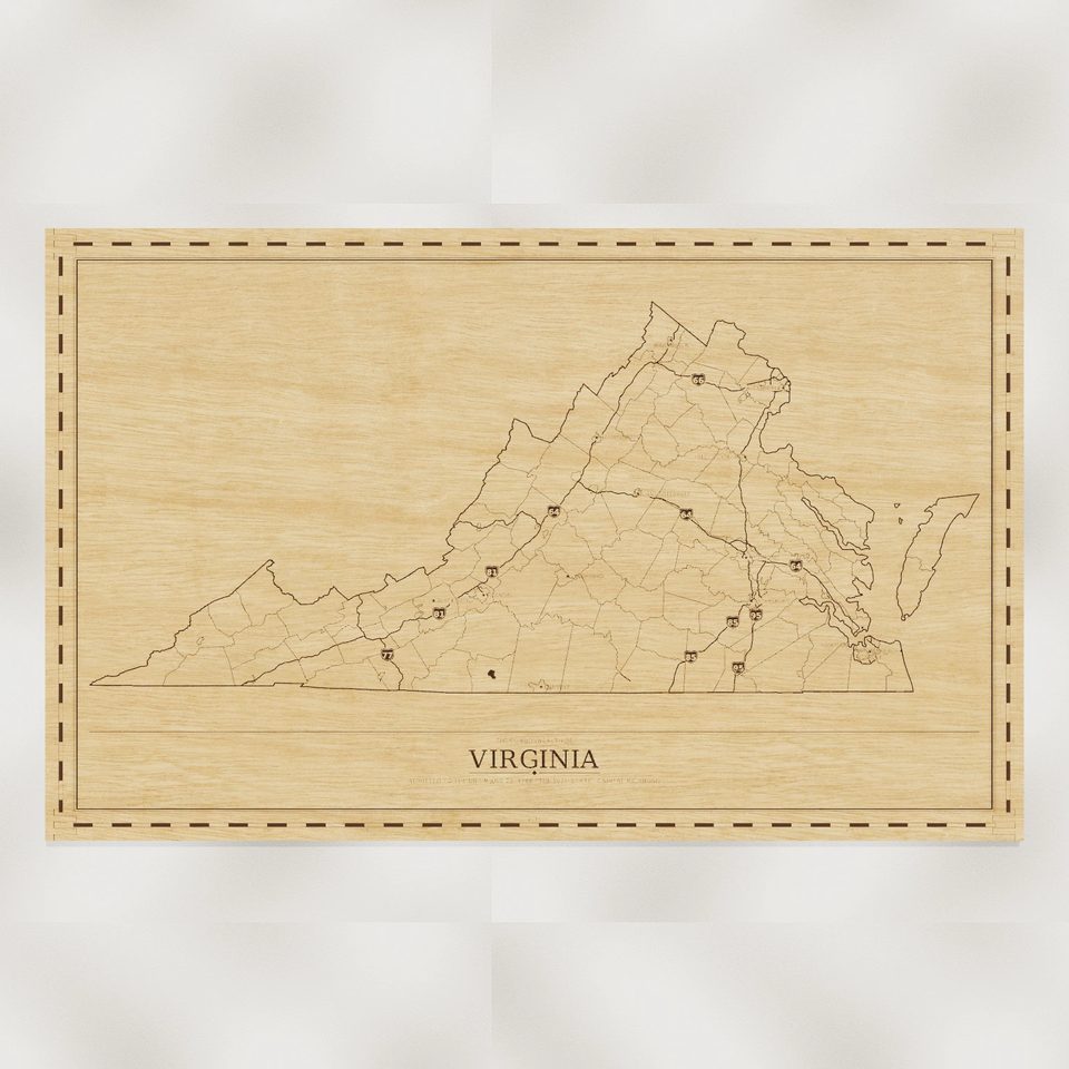 Virginia map, front view