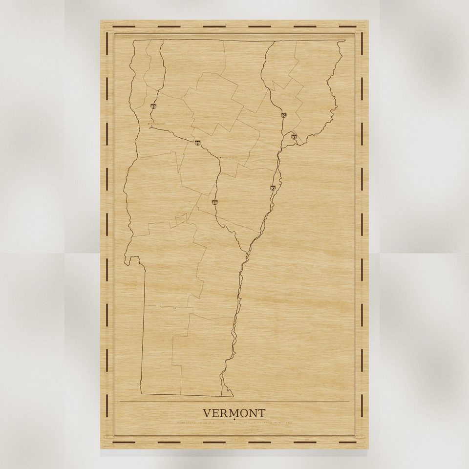 Vermont map, front view