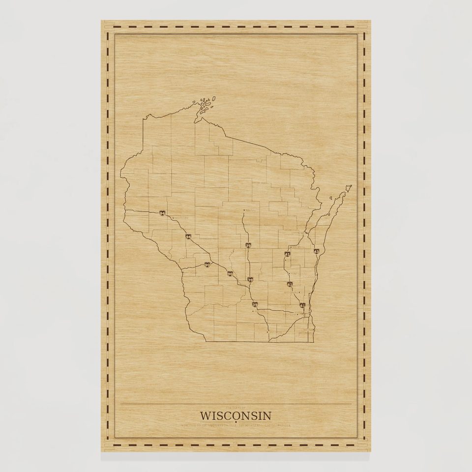 Wisconsin map, front view