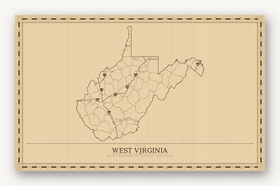 West Virginia map, card view