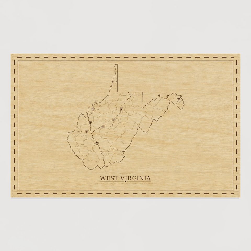 West Virginia map, front view