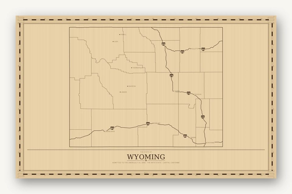 Wyoming map, card view