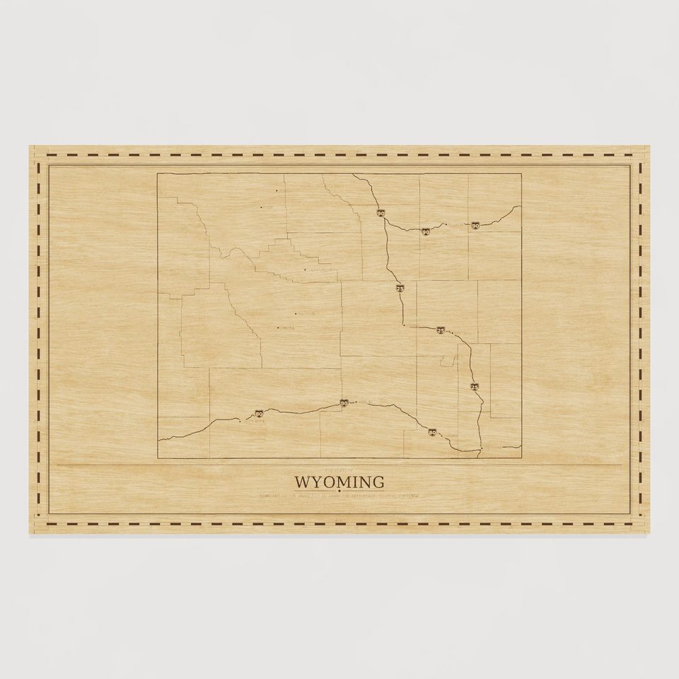 Wyoming map, front view
