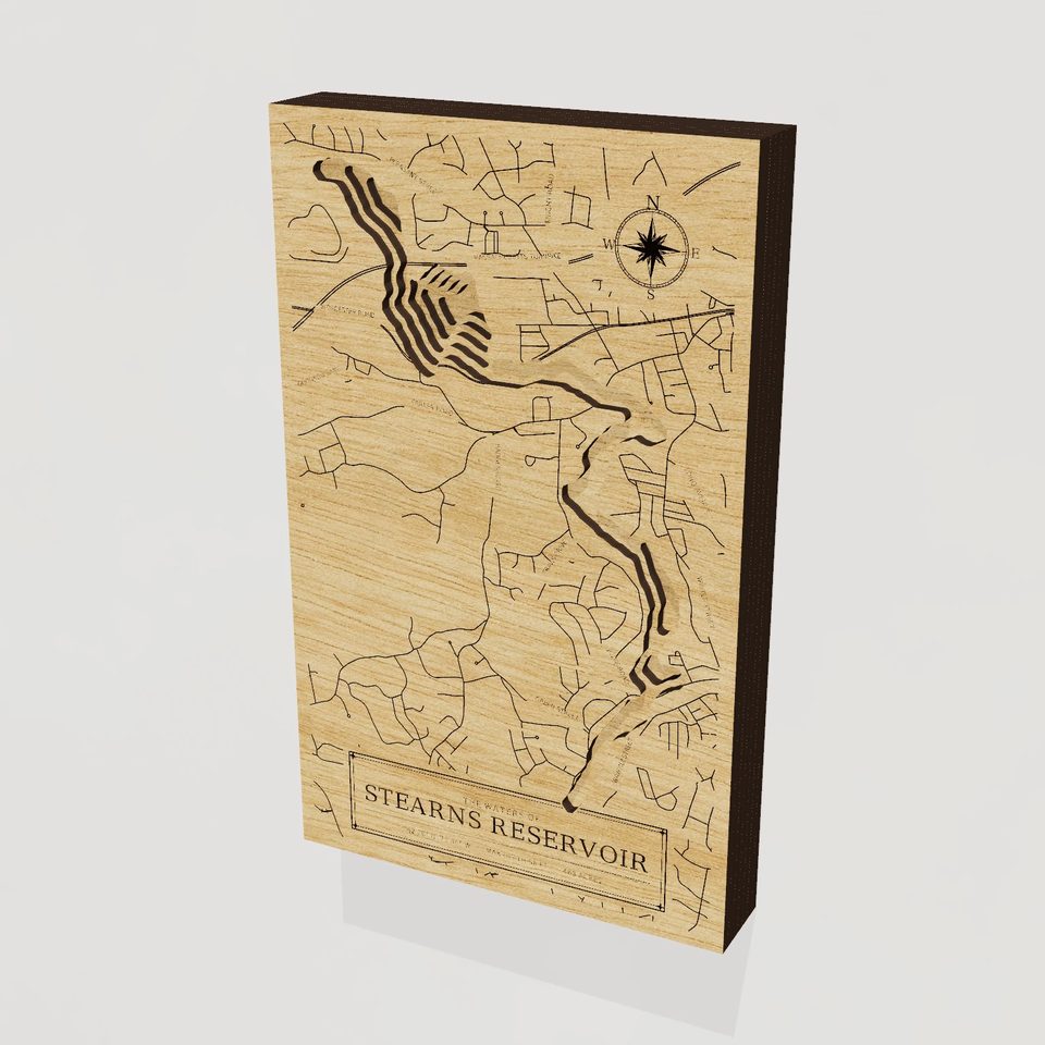 Stearns Reservoir 3D wood map, hero view