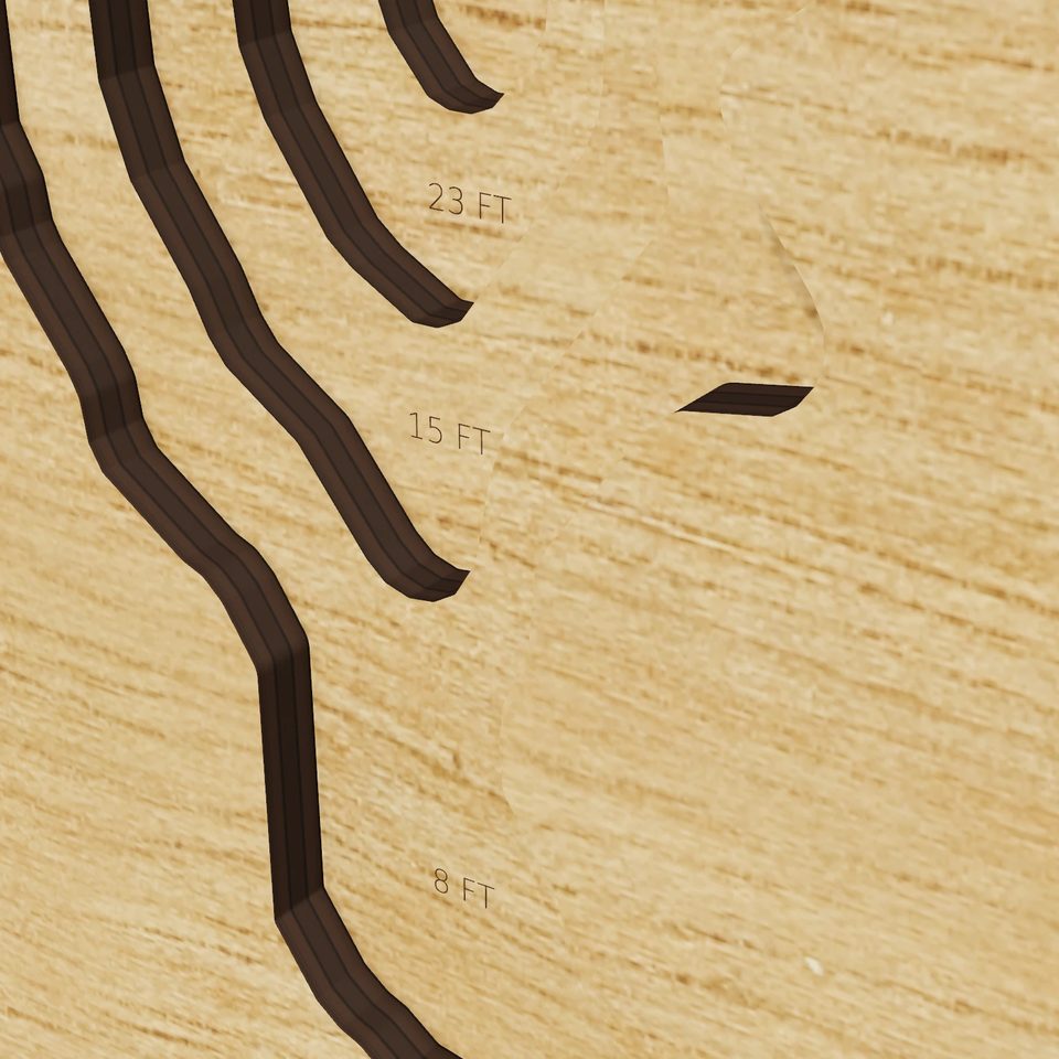 Stiles Reservoir 3D wood map, detail view
