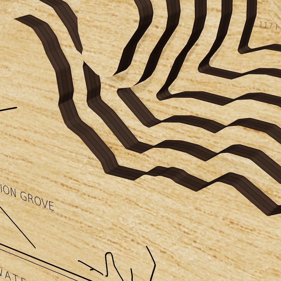 Stillhouse Hollow Lake 3D wood map, detail view