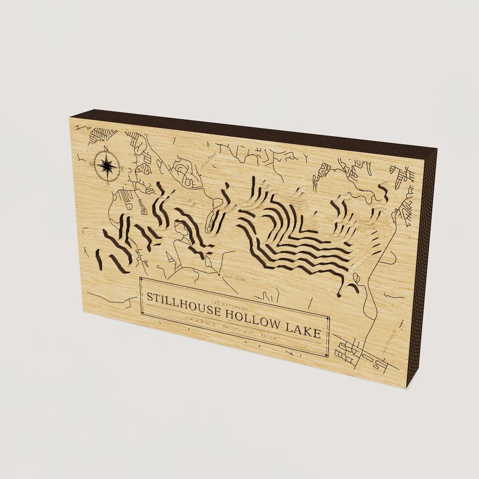 Stillhouse Hollow Lake 3D wood map, hero view
