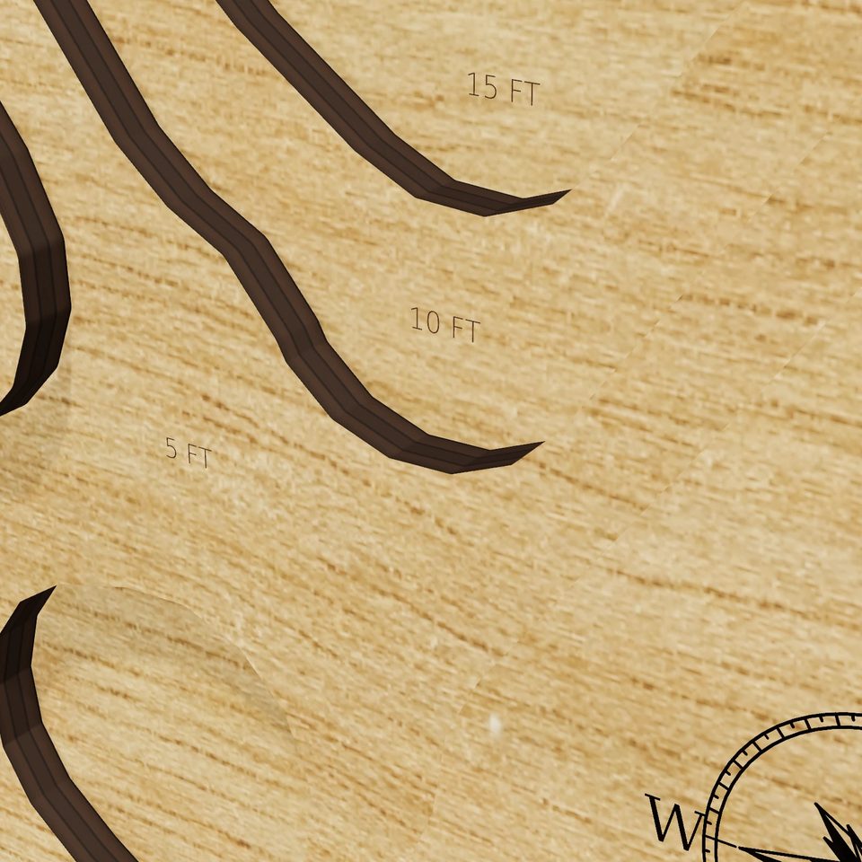 Stillwater Pond 3D wood map, detail view