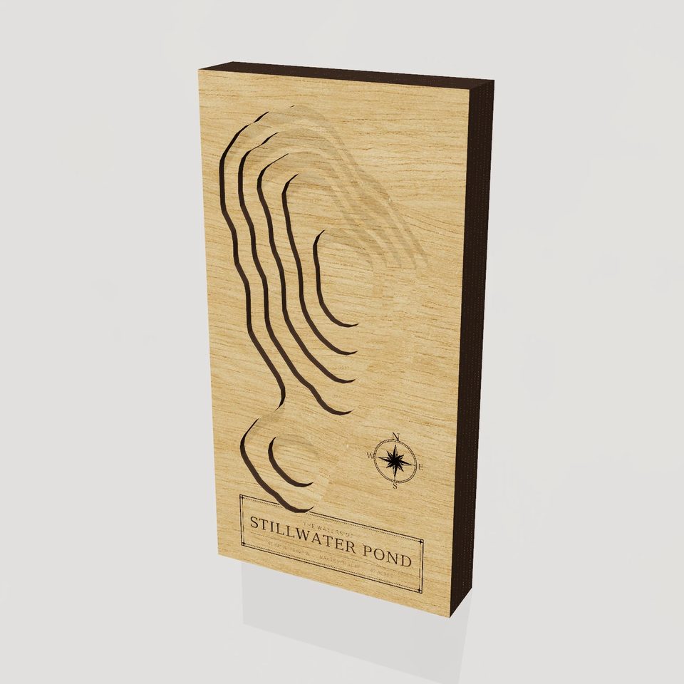 Stillwater Pond 3D wood map, hero view