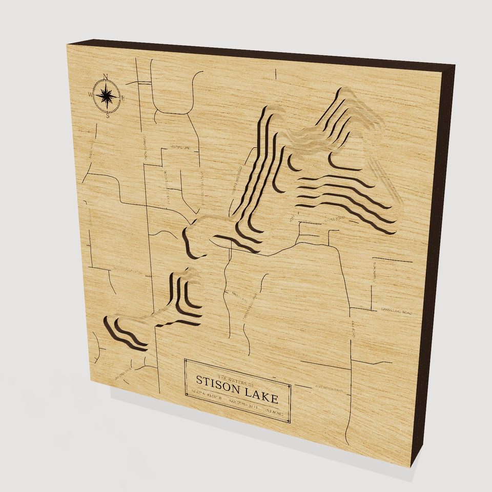 Stison Lake 3D wood map, hero view