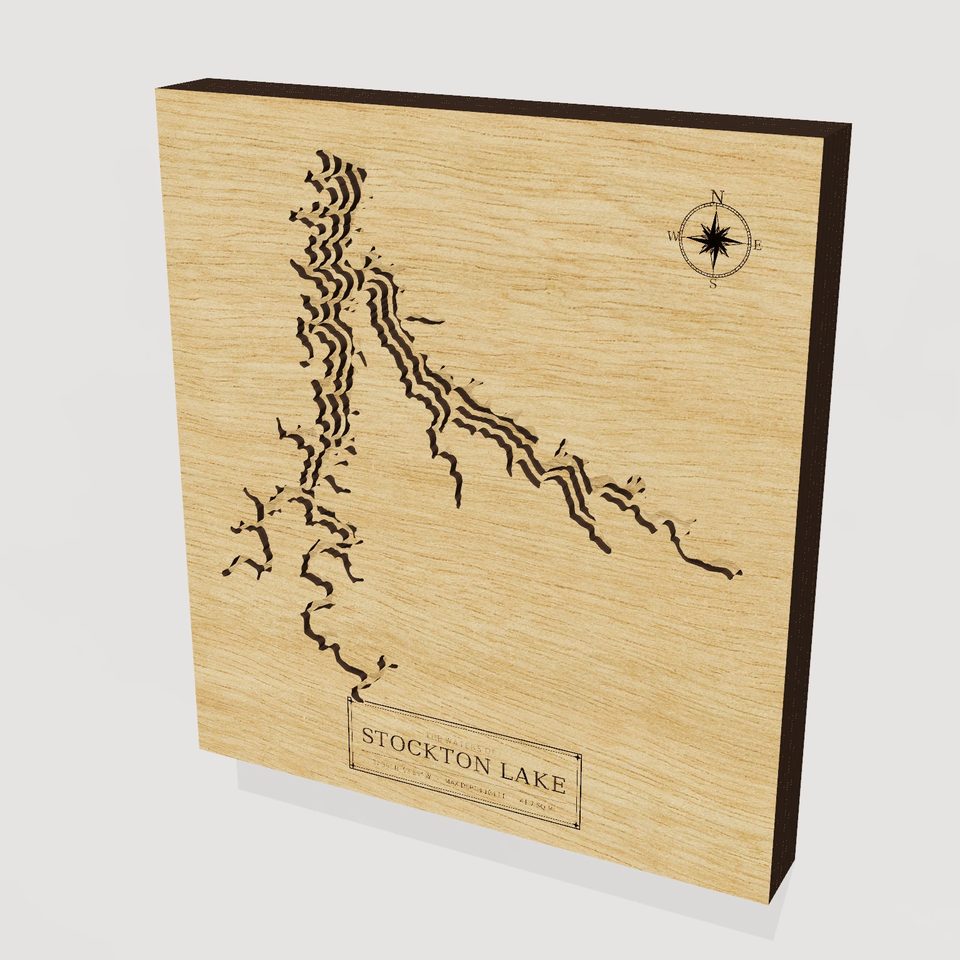 Stockton Lake 3D wood map, hero view