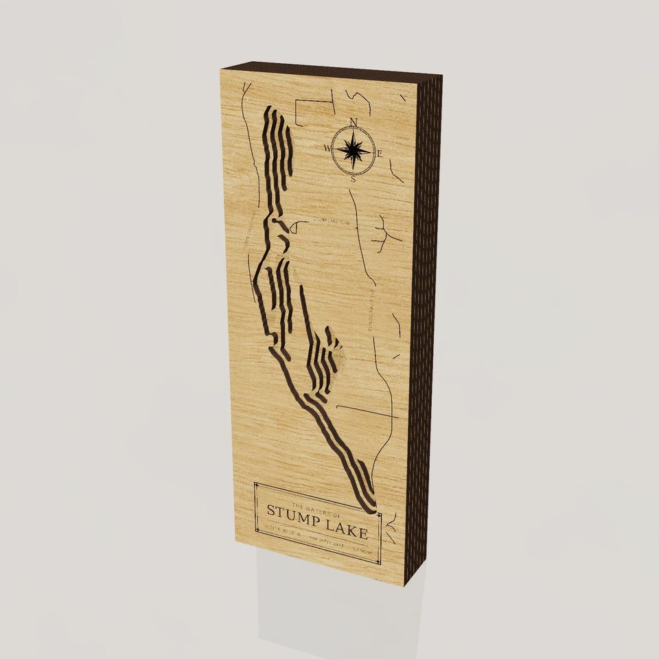 Stump Lake 3D wood map, hero view