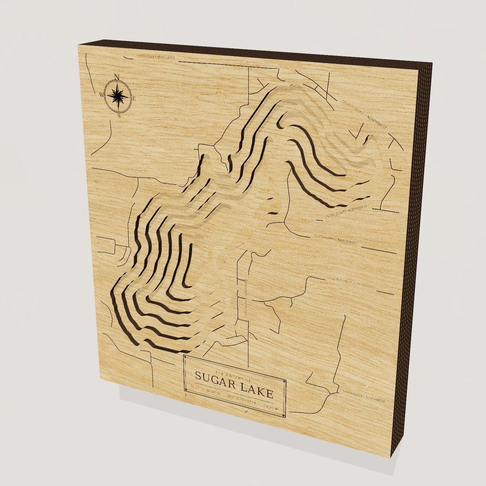 Sugar Lake 3D wood map, hero view