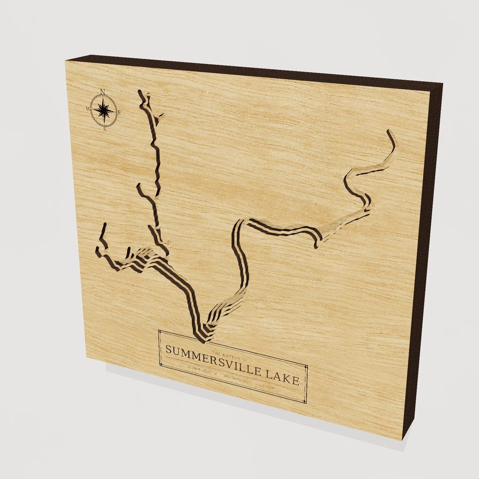 Summersville Lake 3D wood map, hero view