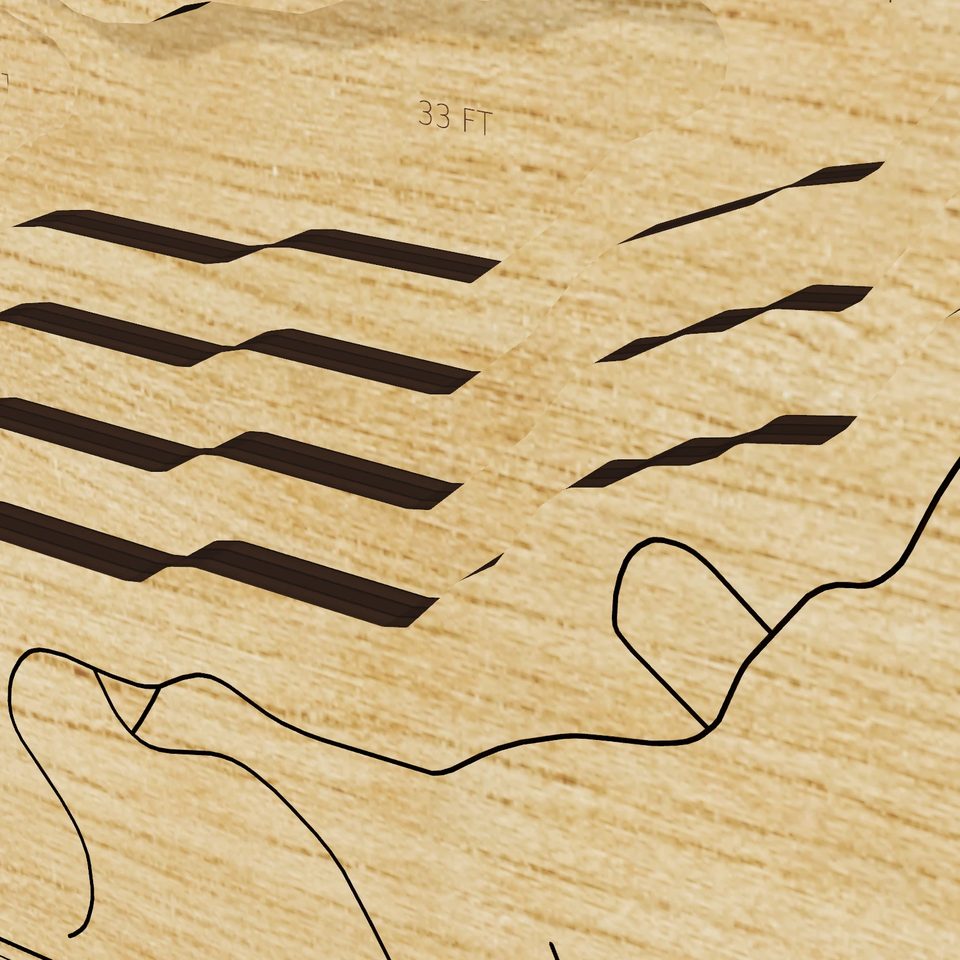 Summit Lake 3D wood map, detail view