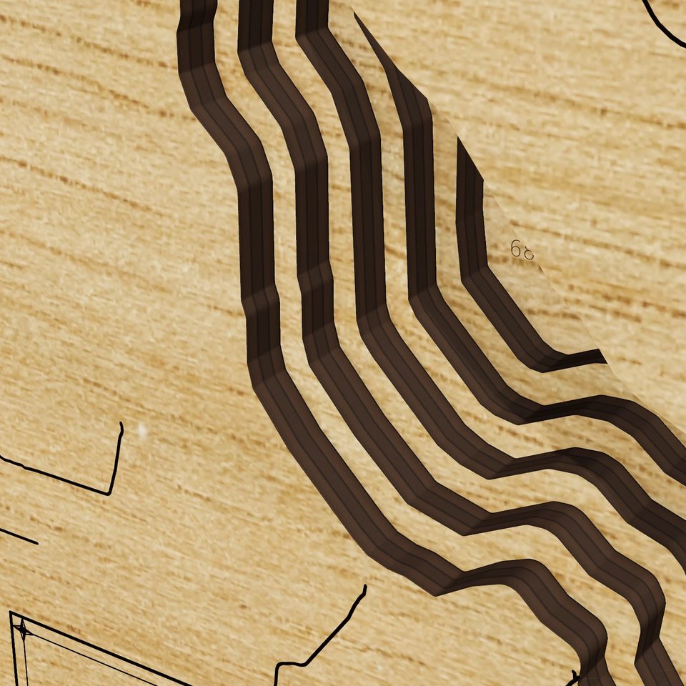 Swan Lake 3D wood map, detail view