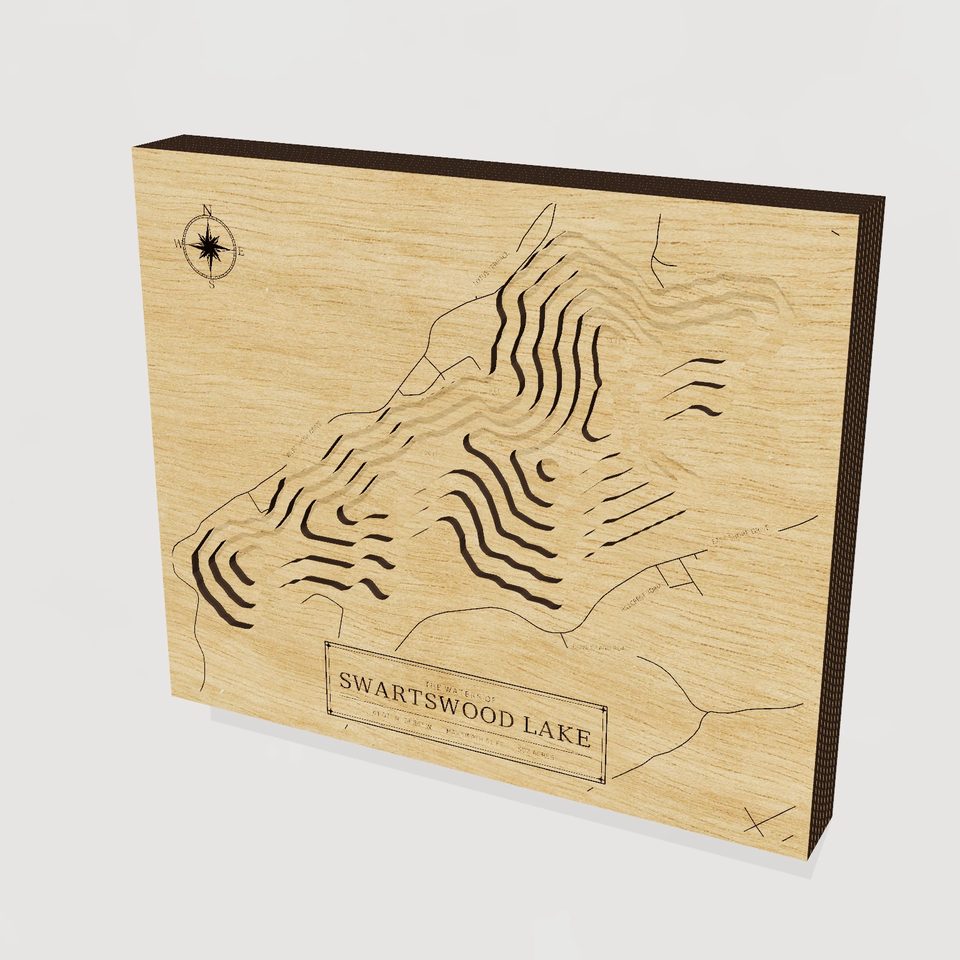 Swartswood Lake 3D wood map, hero view